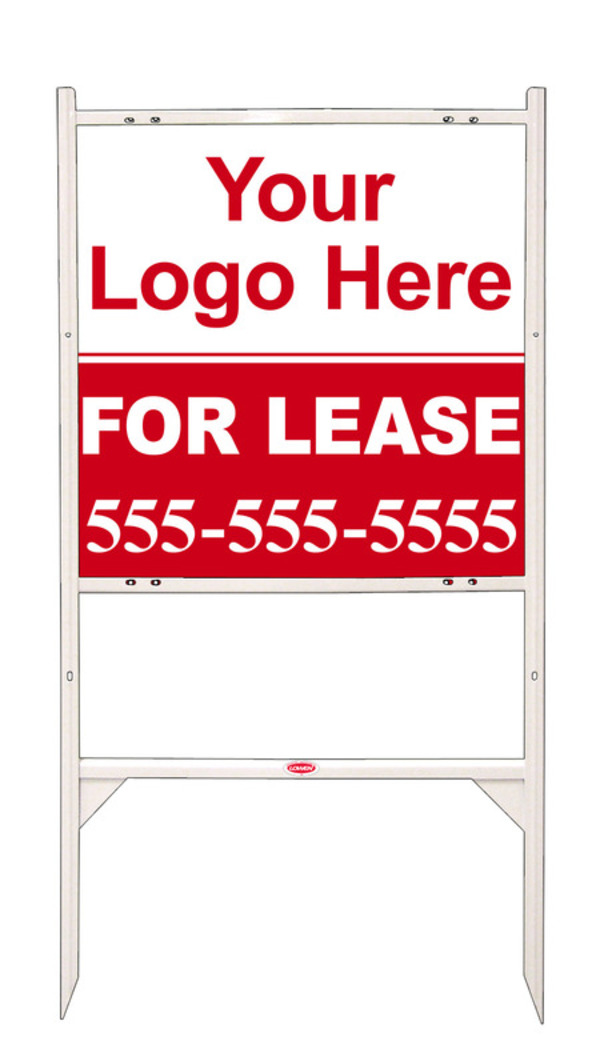 For Lease Property Angle Iron Sign Unit with Area For Company Logo, 24h x 24w, White